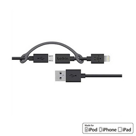 Belkin สาย Cable รุ่น Micro USB-B to Lightning Adapter Sync and Charge Cable 0.9 Meter Black - Belkin, Gadgets and Electronics