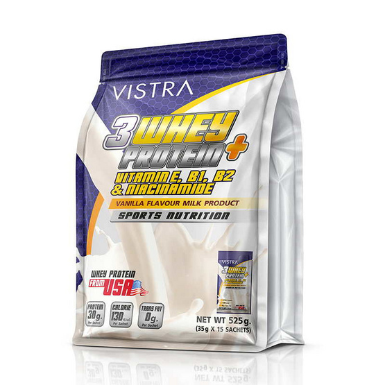 VISTRA 3WheyProtein-Vanilla บรรจุ 15 ซอง