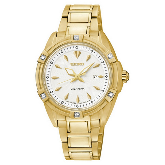 SEIKO นาฬิกาข้อมือ Velatura Diamond Lady Gold รุ่น SXDF52P1