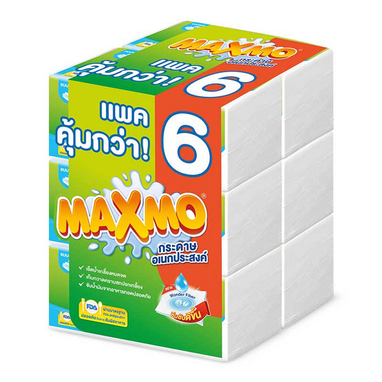 แม๊กซ์โม่ บาย เซลล็อกซ์ กระดาษอเนกประสงค์ แบบแผ่น 90 แผ่น แพ็ก 6 ห่อ