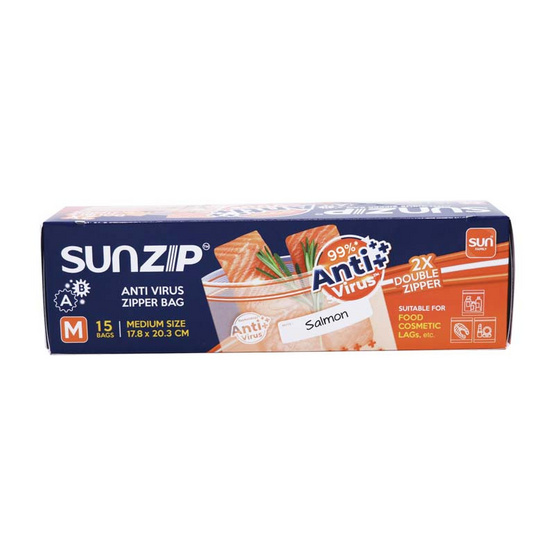 Sunzip ถุงซิปแอนตี้ไวรัส Size M (15ใบ/กล่อง)